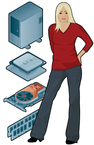 Picture of Girl with ICT parts around her