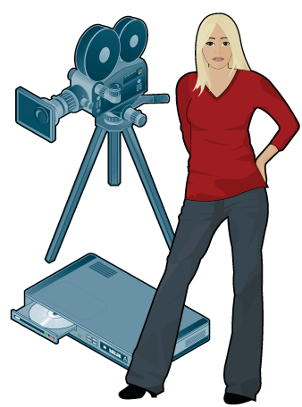 Picture of girl with video equiment around her